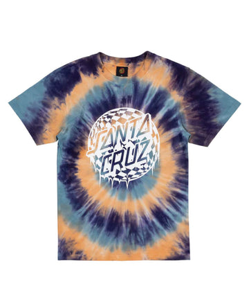 Santa Cruz Check Waste Dot Mono Front Short Sleeve Tee - Navy Tie Dye